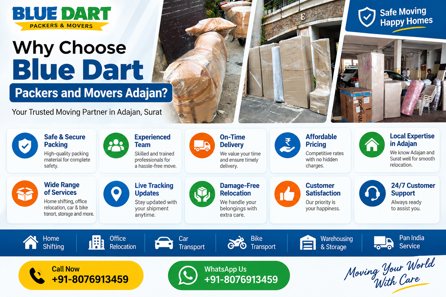 Why Choose Blue Dart Packers and Movers Adajan