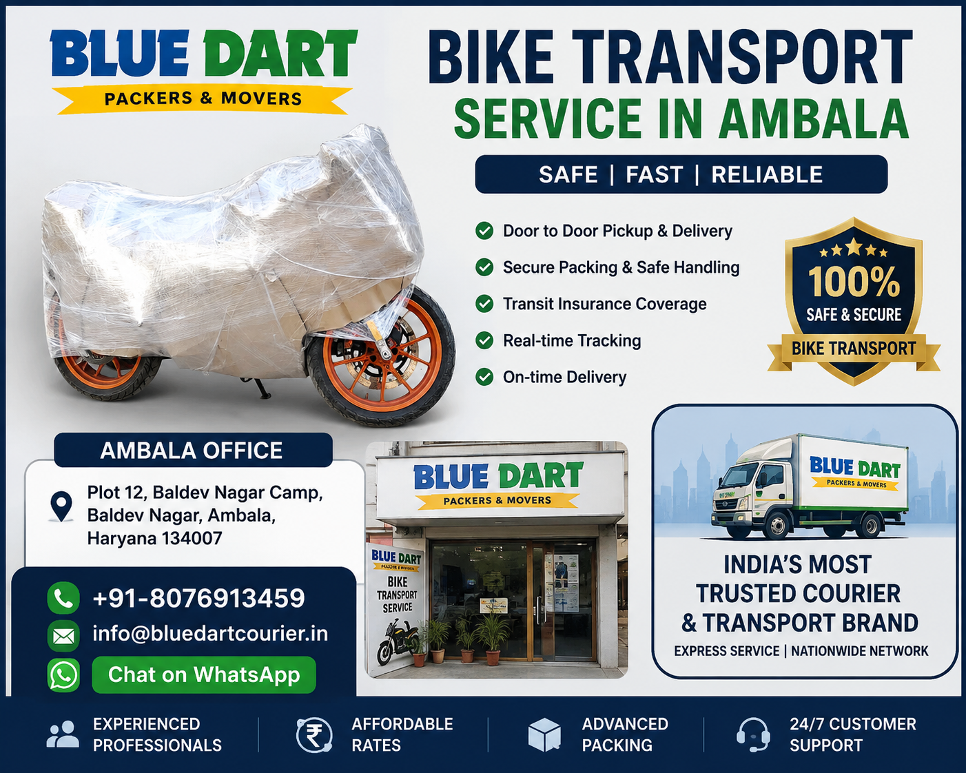 Bike Transport Service in Ambala